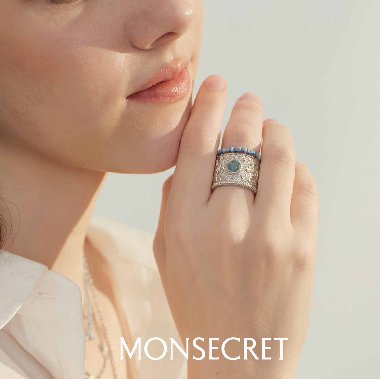 【佳雪佳敏直播精选】MONSECRET太阳绑绳镶嵌宽戒指春夏新品