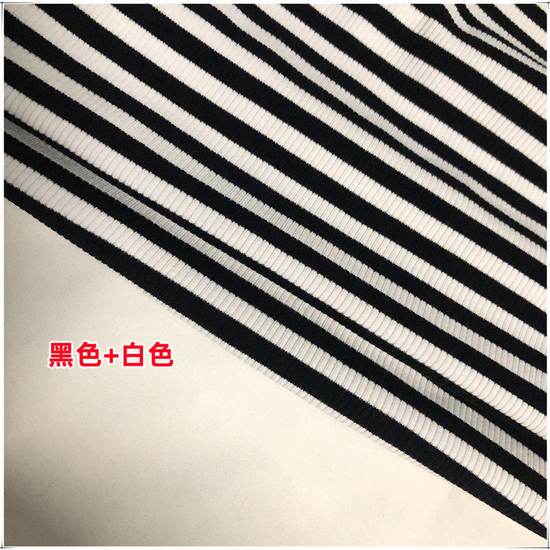 针织簿爽棉2*2彩条螺纹布料条纹坑条弹力T恤汗衫打底衫服装面料