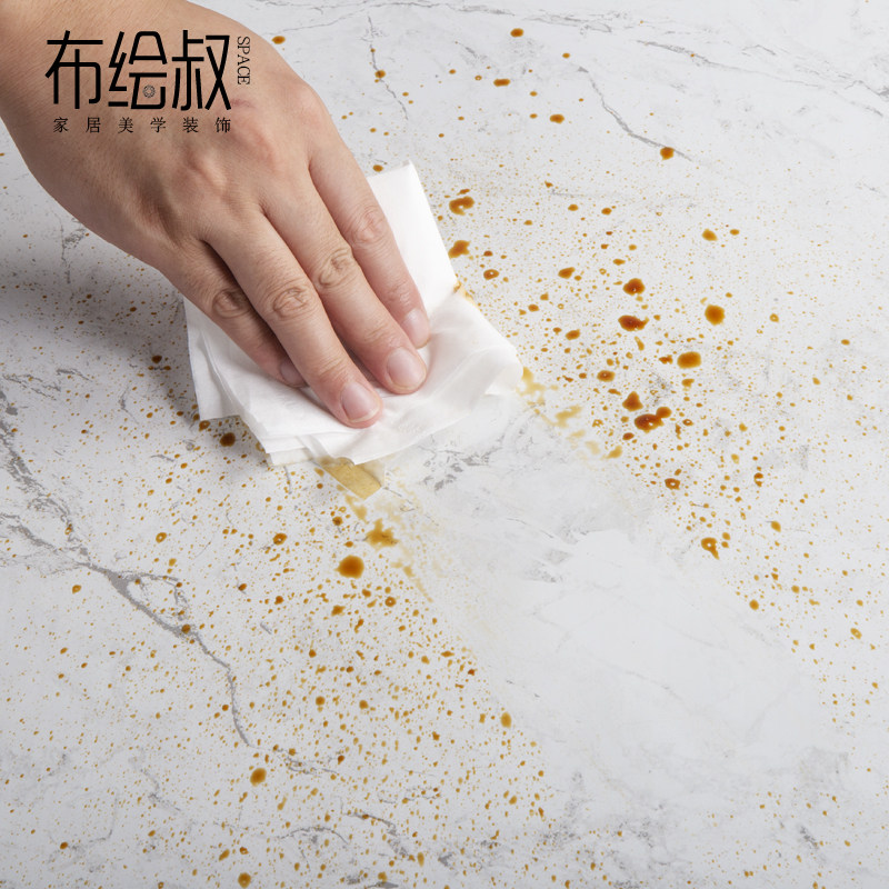 厨房防油仿大理石纹贴纸翻新自粘墙纸防水台面柜灶台用壁纸可擦洗