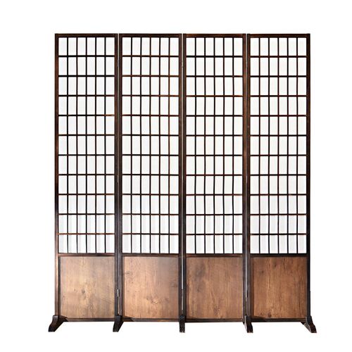 日式实木格子屏风玄关隔断简约移动折叠简约客厅卧室酒店直播背景