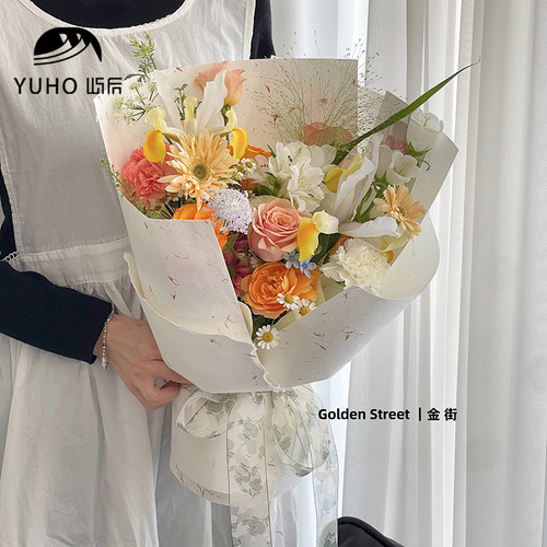 屿后 手撕东巴花瓣纸鲜花花束包花纸手工复古肌理纸花店包装材料