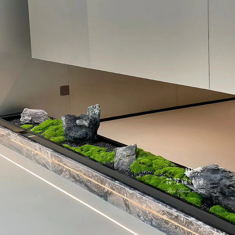 绿植盆景摆件植物装饰新中式日系花槽苔藓石子室内设计定制