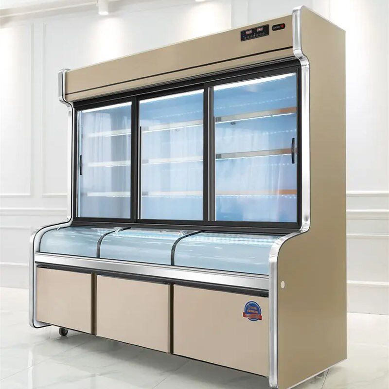 三温点菜柜弧形玻璃门展示柜配件保鲜冷柜冷藏7字型L型定制门商用