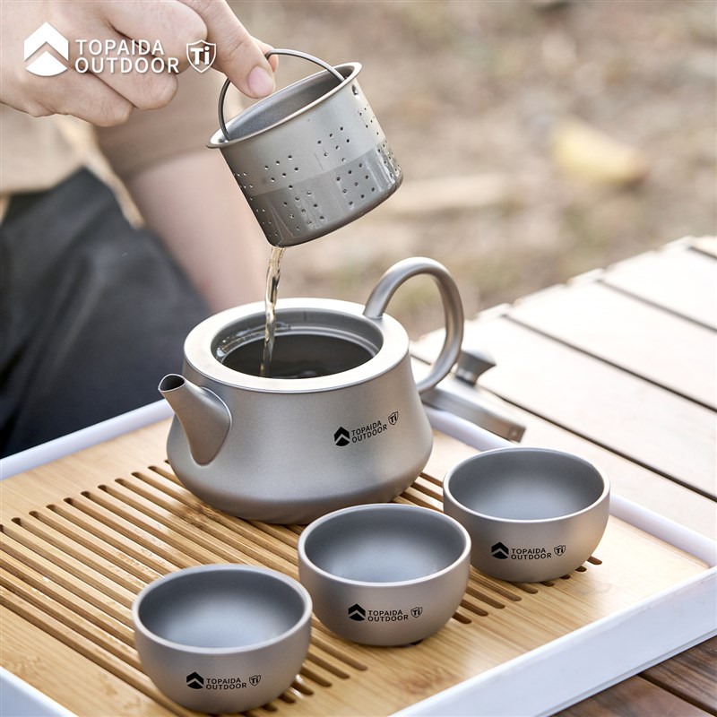 纯钛泡茶器旅行功夫茶具带滤网户外露营家泡茶壶超轻便捷手提礼盒