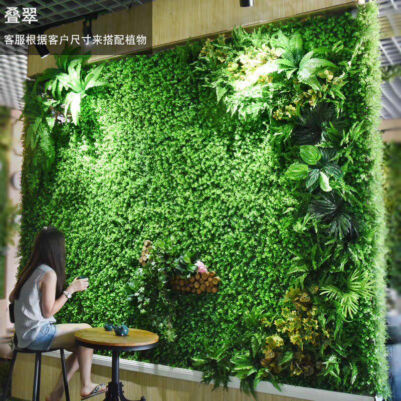 仿真植物绿植墙面管道门头塑料假花草挂壁形象背景墙 餐厅装饰