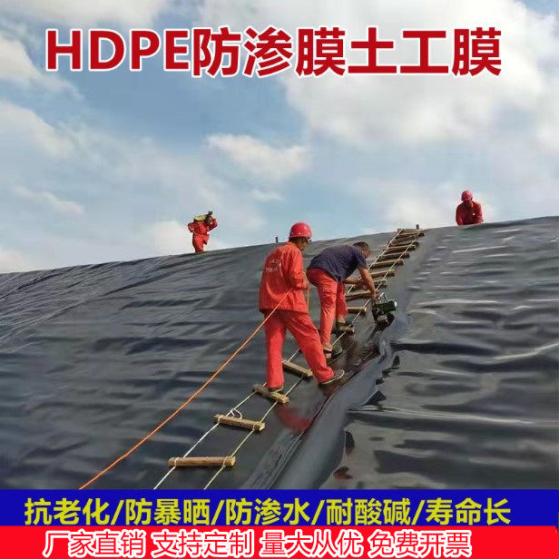 鱼塘防渗防水布水池pe土工膜防漏养殖塑料猪场储水膜护坡有色黑膜