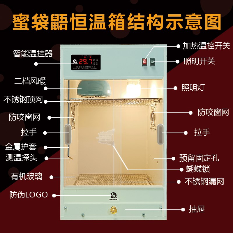 蜜袋鼯饲养笼蜜袋鼬专用笼子松鼠保温箱飞鼠PVC暖风机花枝鼠恒温