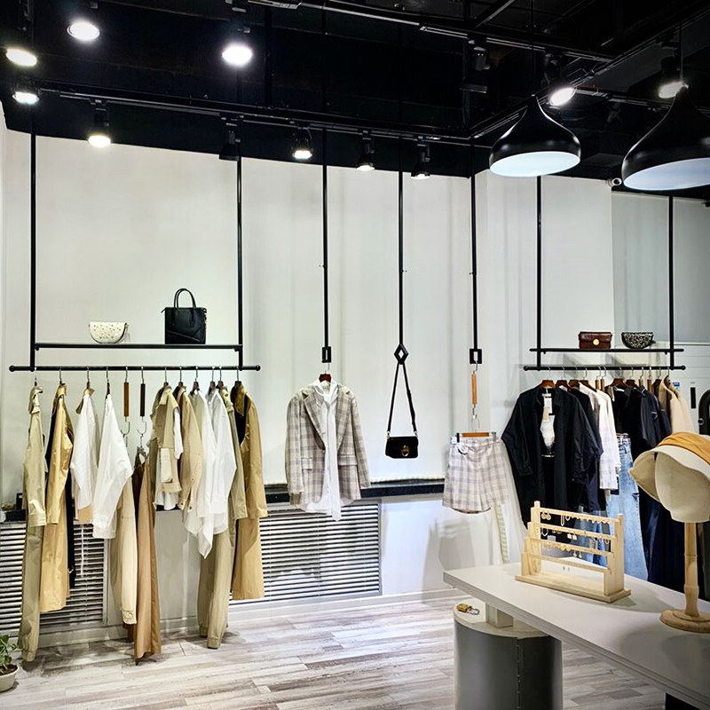 金万豪服装店展示架上墙吊顶吊架悬挂式挂衣杆女装店吊挂衣架铁艺
