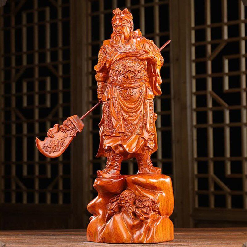 实木关公摆件木雕艺术品供奉神像关羽佛像佛龛武财神关二爷雕像