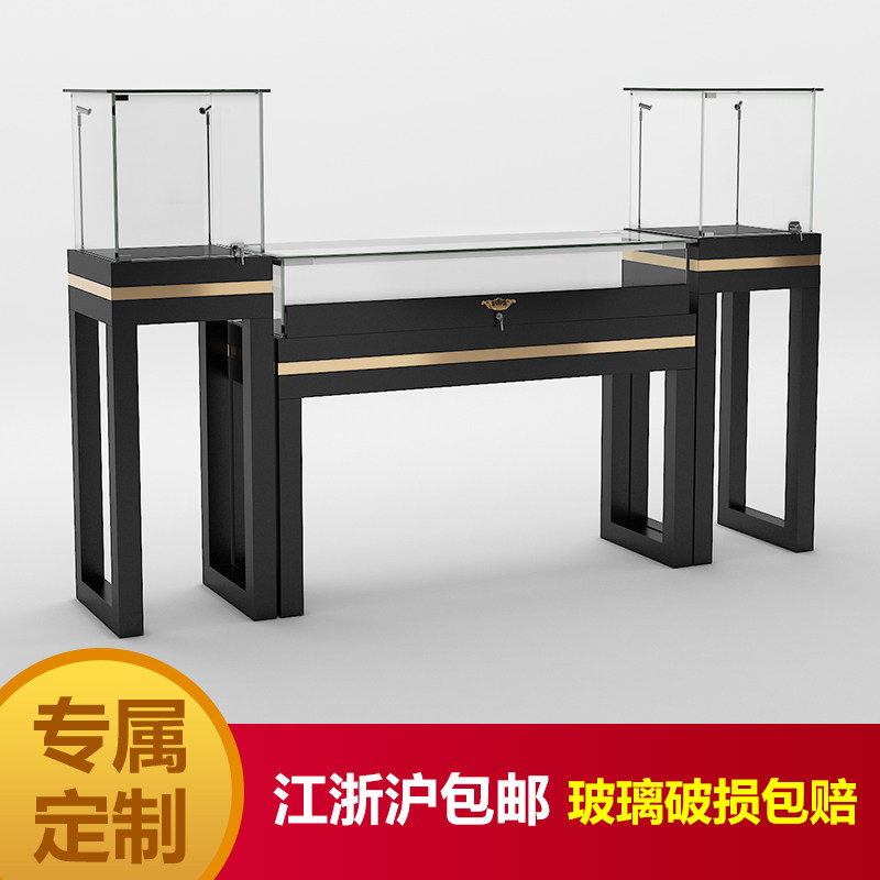 珠宝展示柜玉器产品商用公司陈列柜烤漆带灯超亮钢化玻璃首饰展柜