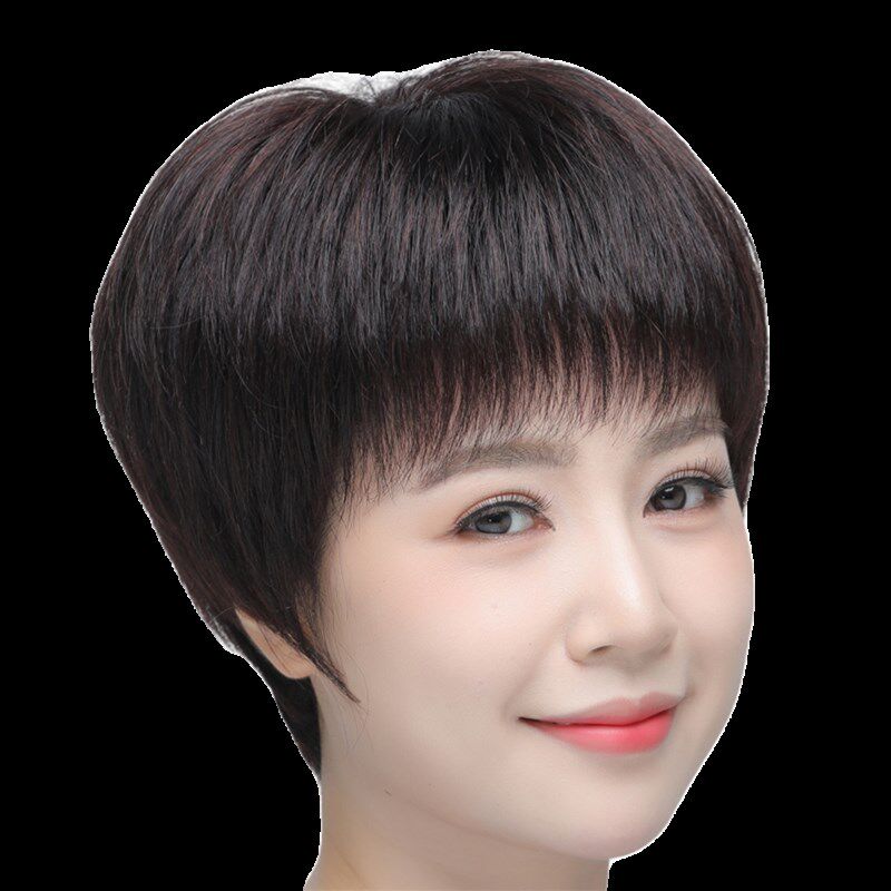 假发真发全真人发丝头套女士短发中老年妈妈款短直发自然整顶头套