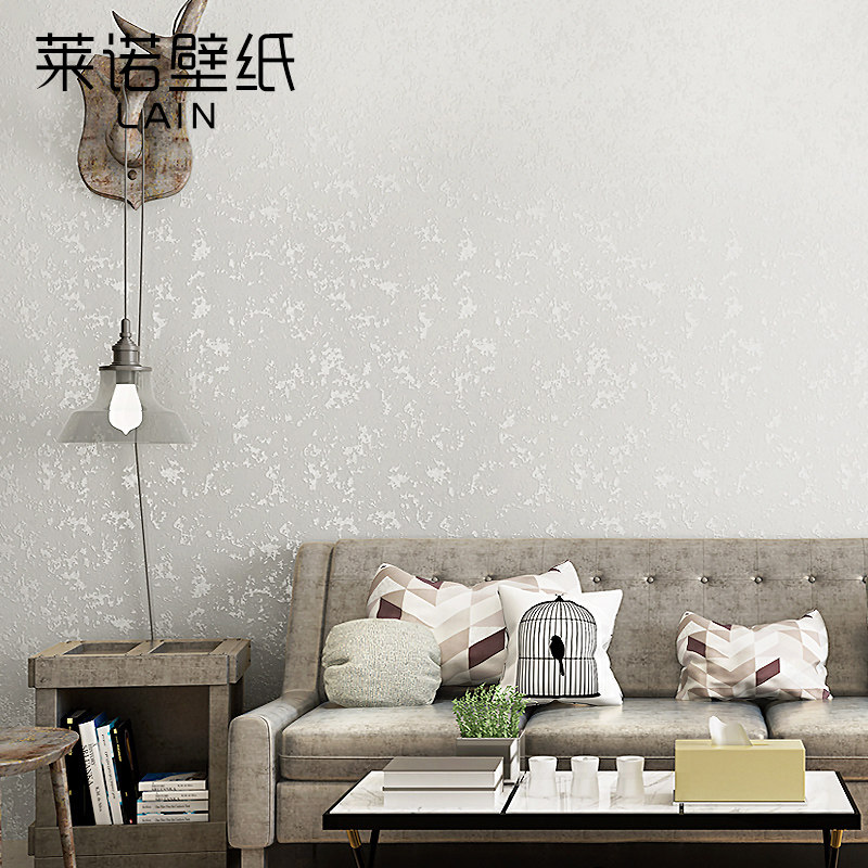 简约现代客厅电视背景墙无纺布墙纸卧室纯素色仿硅藻泥自粘壁纸