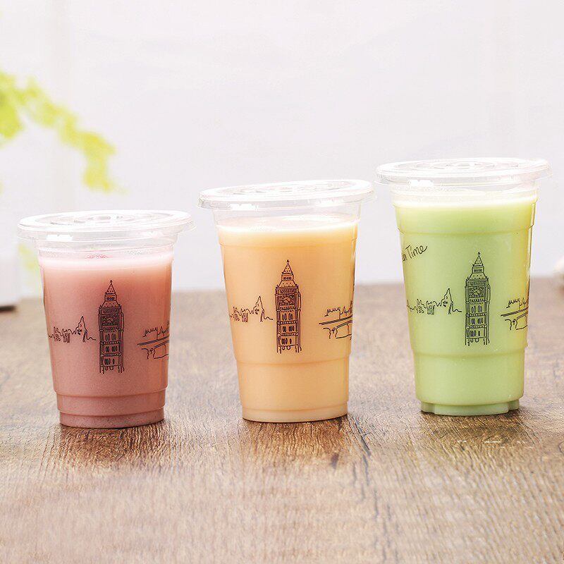 95地下铁一次性塑料奶茶杯子/500/700ml加厚鲜榨果汁豆浆杯打包杯