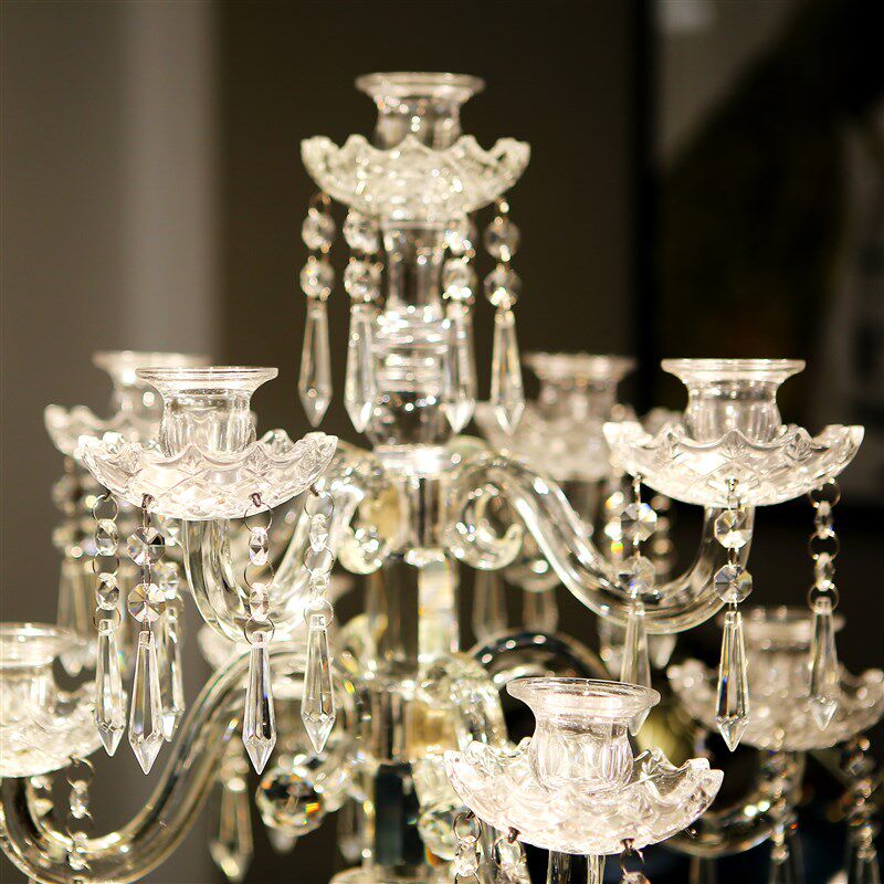 欧式水晶烛台玻璃婚庆婚礼烛台家用浪漫烛光晚餐台灯北欧装饰摆件