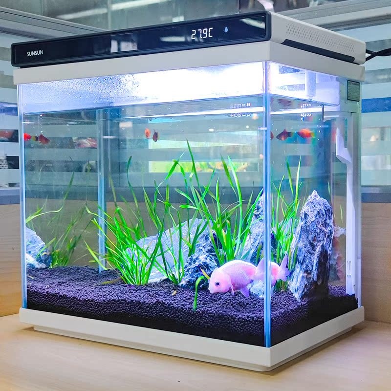 森森超白玻璃鱼缸免安装 小型桌面水族箱客厅书房办公室用可增氧