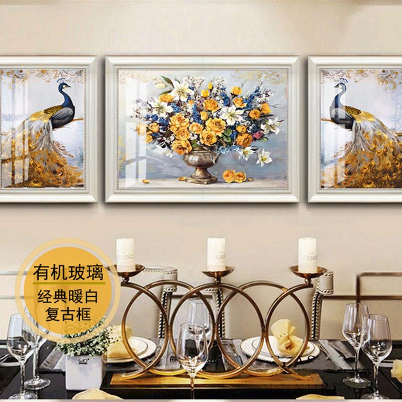 美式客厅装饰画三联画欧式风景画沙发背景墙挂画复古油画法式壁画
