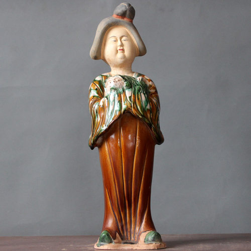 仿古做旧洛阳唐三彩仕女胖妞陶俑家居摆设饰件陶瓷工艺品礼物收藏
