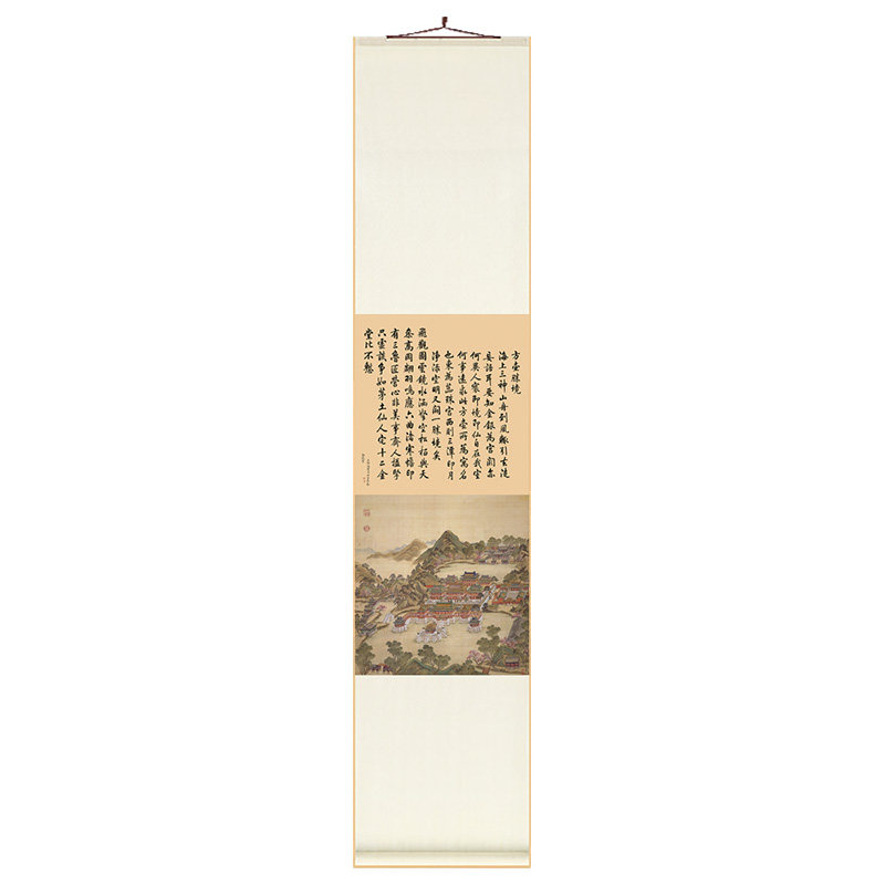 明清古画仇英中式卷轴挂画茶室书房书法字画竖版饭厅过道装饰画