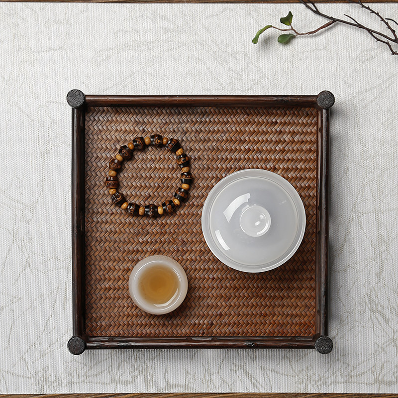 竹编竹制茶托盘奉茶盘日式茶桌茶盘桌面收纳干泡茶台家用长方形小