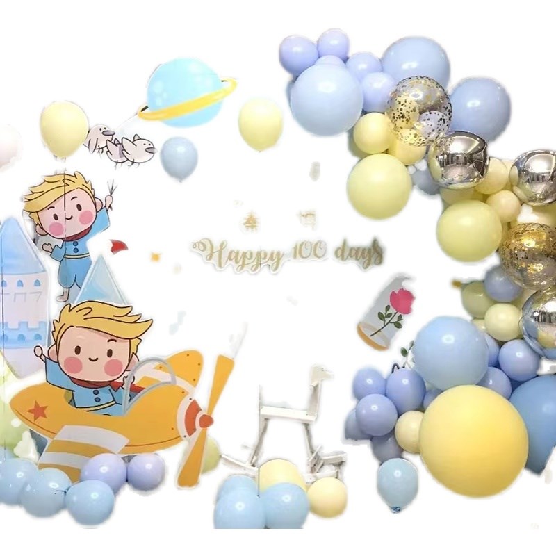 男宝宝满月百天周岁生日布置装饰小王子主题背景kt板场景装扮气球