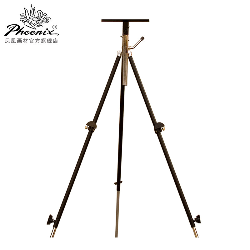 凤凰画材可收缩不锈钢画架黑色折叠式三角画架红色款艺术家写生油