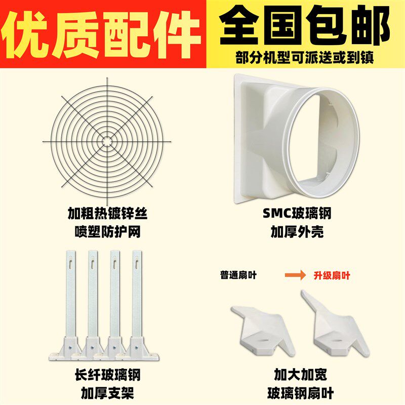 玻璃纤维负压通风机排风换气扇节能排风机车间厂房养殖场猪舍防腐