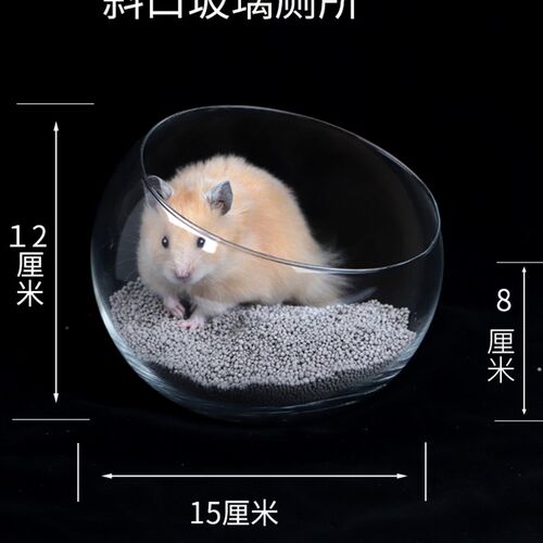 新款仓鼠厕所透明玻璃浴室洗澡房大号金丝熊尿砂盆笼子造景用品
