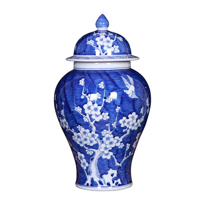 景德镇花瓶青花将军罐大号瓷瓶餐桌客厅插花落地摆件陶瓷收纳罐子