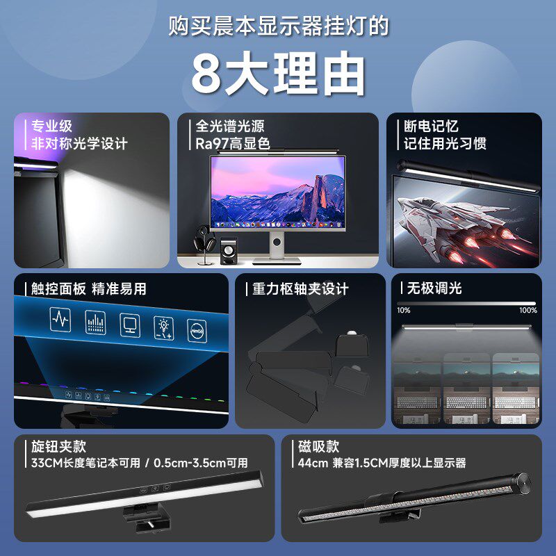 显示器屏幕挂灯护眼灯桌面防反光台式电脑补光灯工作学习专用台灯