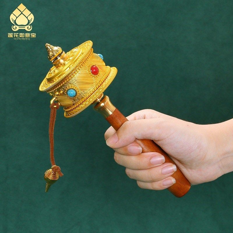 合金手摇转金轮六字真言转金筒手持经筒玄关办公手转经纶西藏族