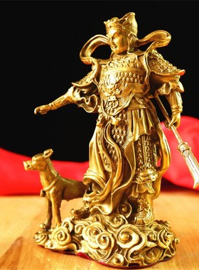 纯铜二郎神真君人物摆件杨戬神像铜器工艺品客厅书房桌面摆放装饰