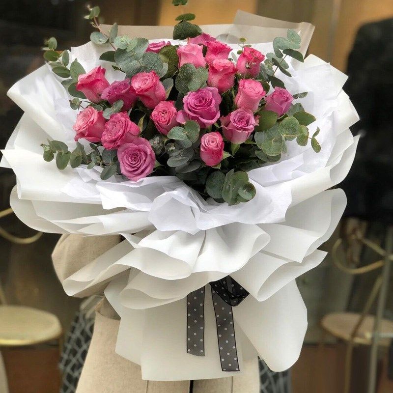 19朵紫玫瑰长春鲜花速递实体鲜花店送花生日祝福情人节母亲节