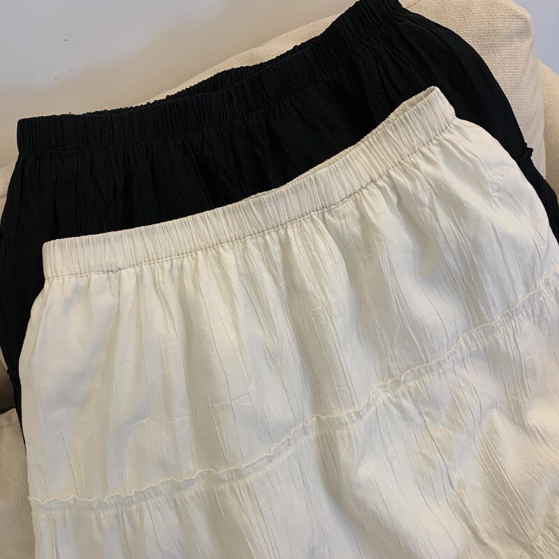 黑色半身裙女中长款夏季薄款2024新款高腰显瘦a字裙小个子蛋糕裙