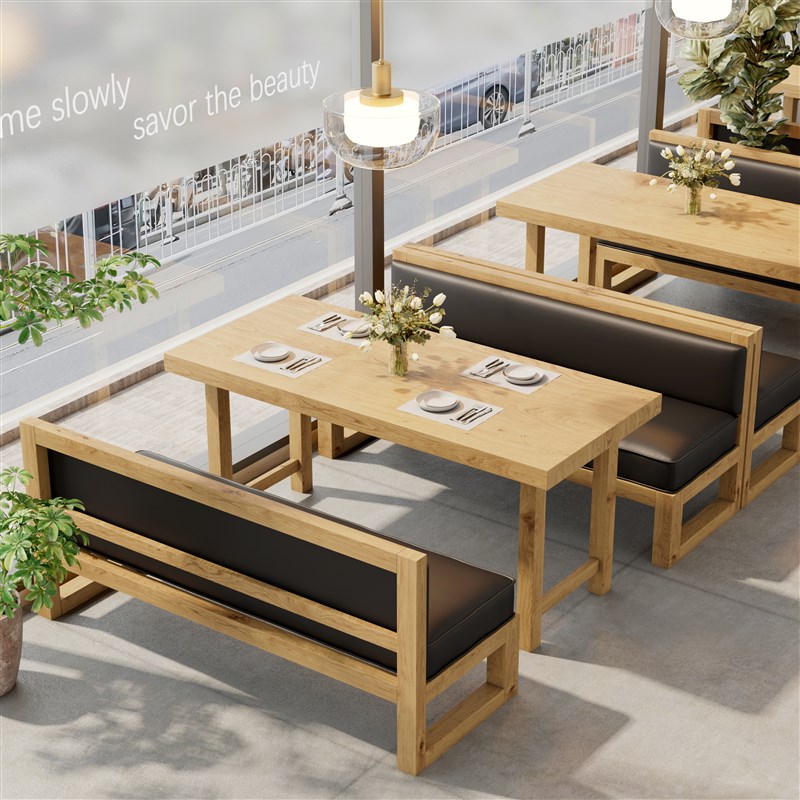 日式西餐厅卡座沙发实木餐桌商用酒吧奶茶甜品小吃店咖啡厅餐饮桌