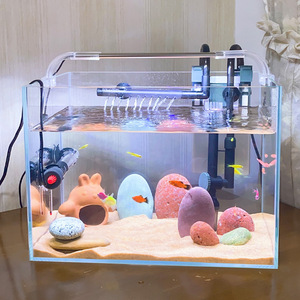 水草缸造景金晶超白玻璃客厅小型生态水族箱中型桌面热带鱼金鱼缸