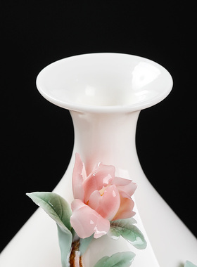《花开富贵》陶瓷手工花瓶摆件新中式客厅酒柜博古架装饰乔迁礼品