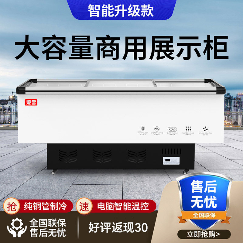 冰柜商用大容量冷柜冰箱冷藏展示柜保鲜冷冻两用岛柜卧式玻璃雪柜