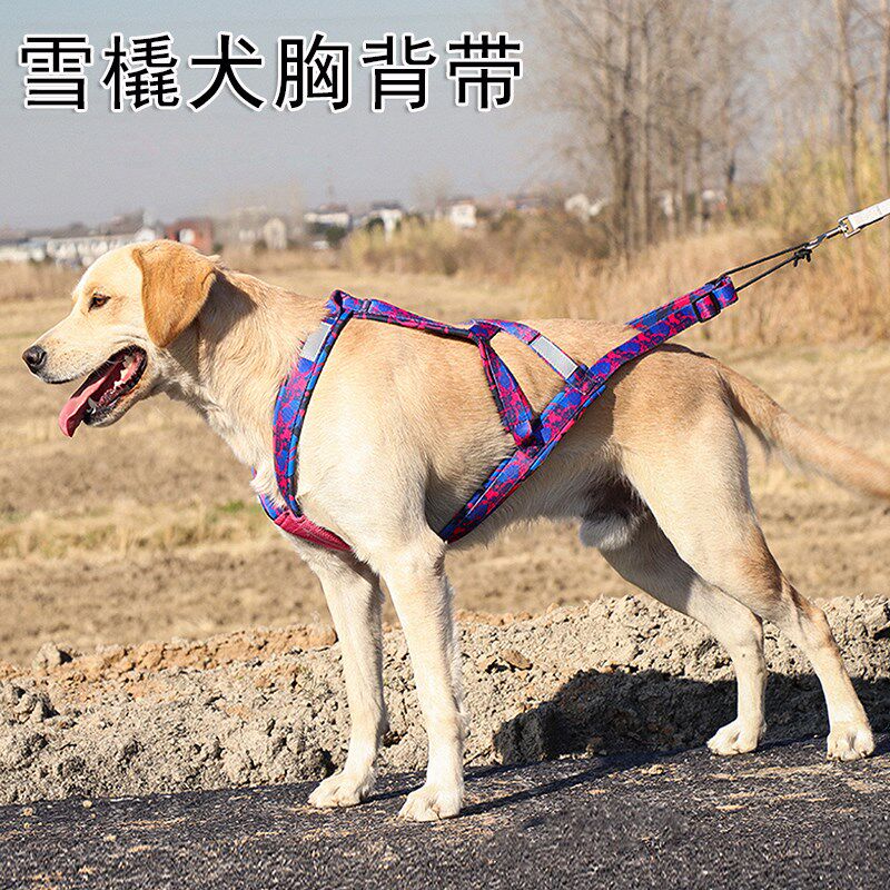 雪橇犬胸背带 哈士奇拉布拉多阿拉斯加车载宠物牵引绳户外拉雪橇