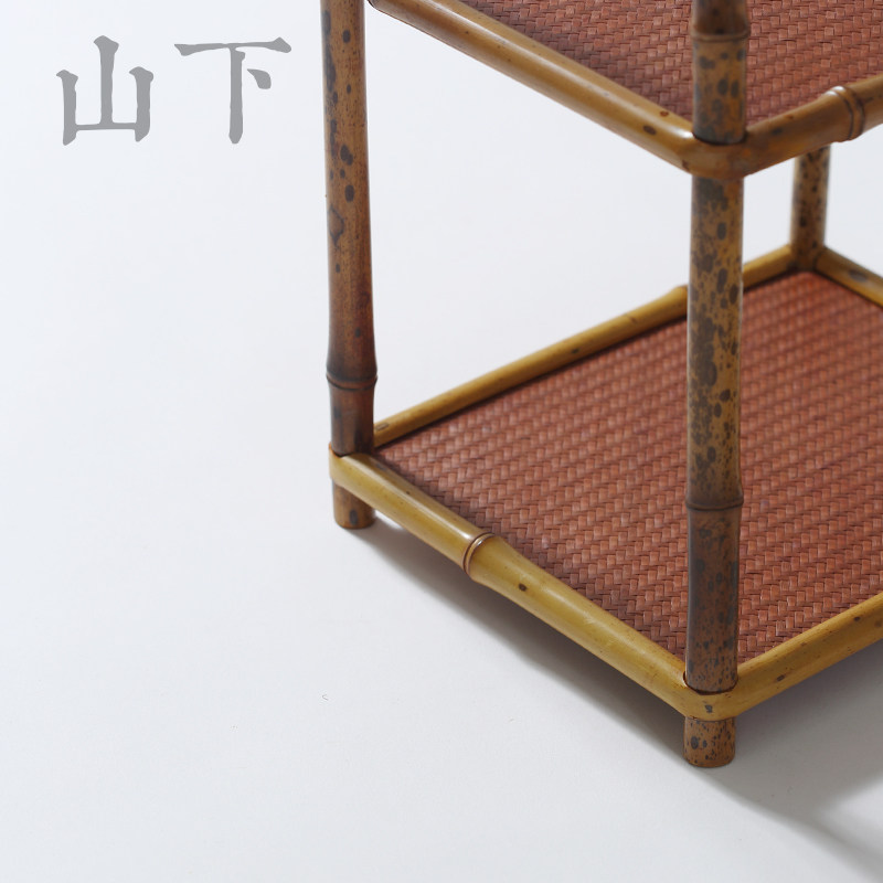 传统明式手提多层竹制茶棚茶具复古多宝格博古架新中式陈设竹家具