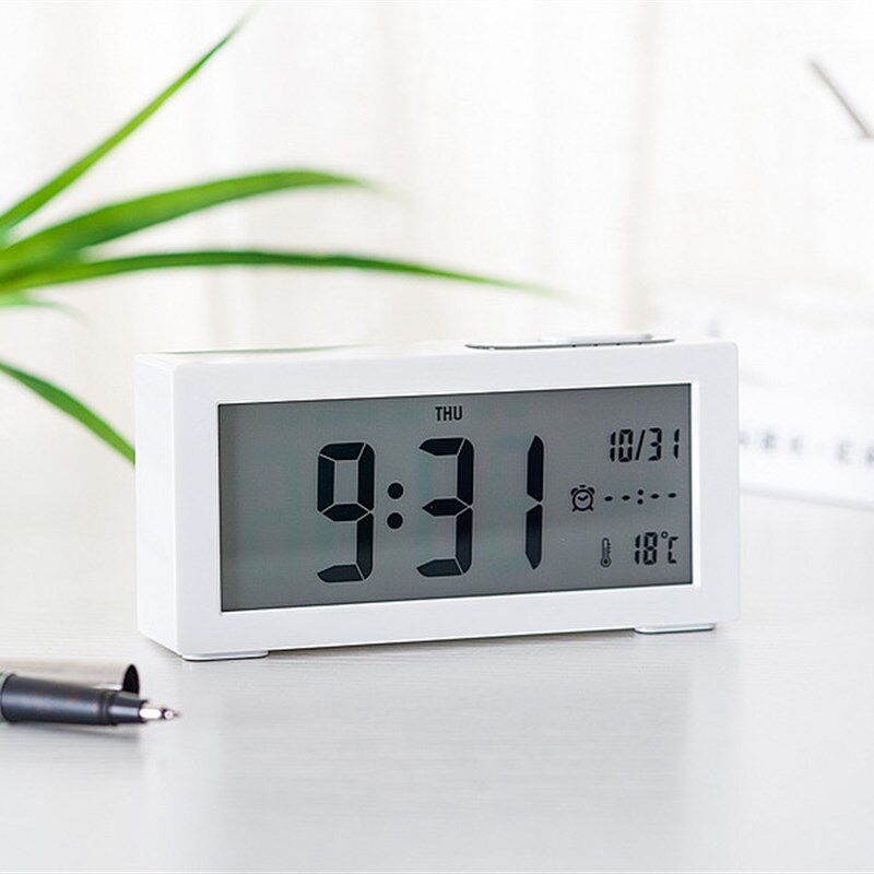 大屏幕闹钟贪睡自动夜光电子钟LCD液晶背光亮度小学生桌面台式表