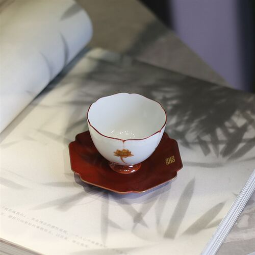 纯铜茶杯垫子新中式人文茶具茶托红色蓝色奉茶盘茶水隔热垫小茶承