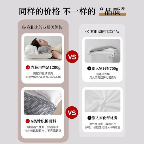 双层高档枕头护颈椎助睡眠分区多功能牵引枕芯侧睡不压脸耳美容枕