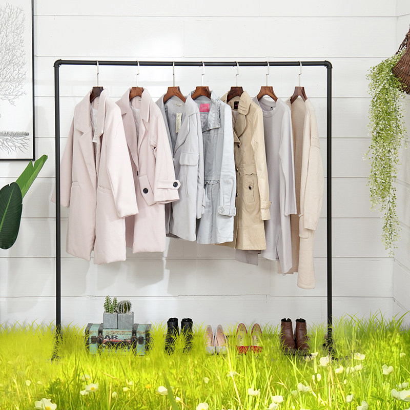 高档铁艺服装架 服装店衣架展示架挂衣服架子落地式货架覆古侧挂