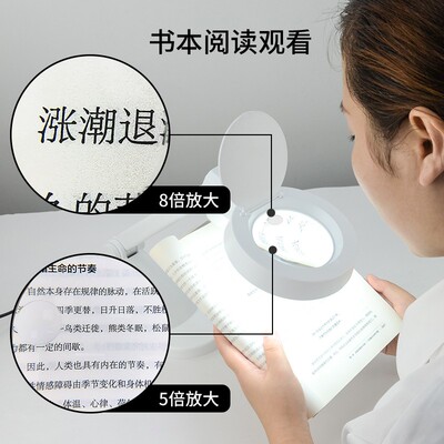 博莱特8611A-D 放大镜灯 带放大镜小台灯 台式带灯阅读维修放大镜
