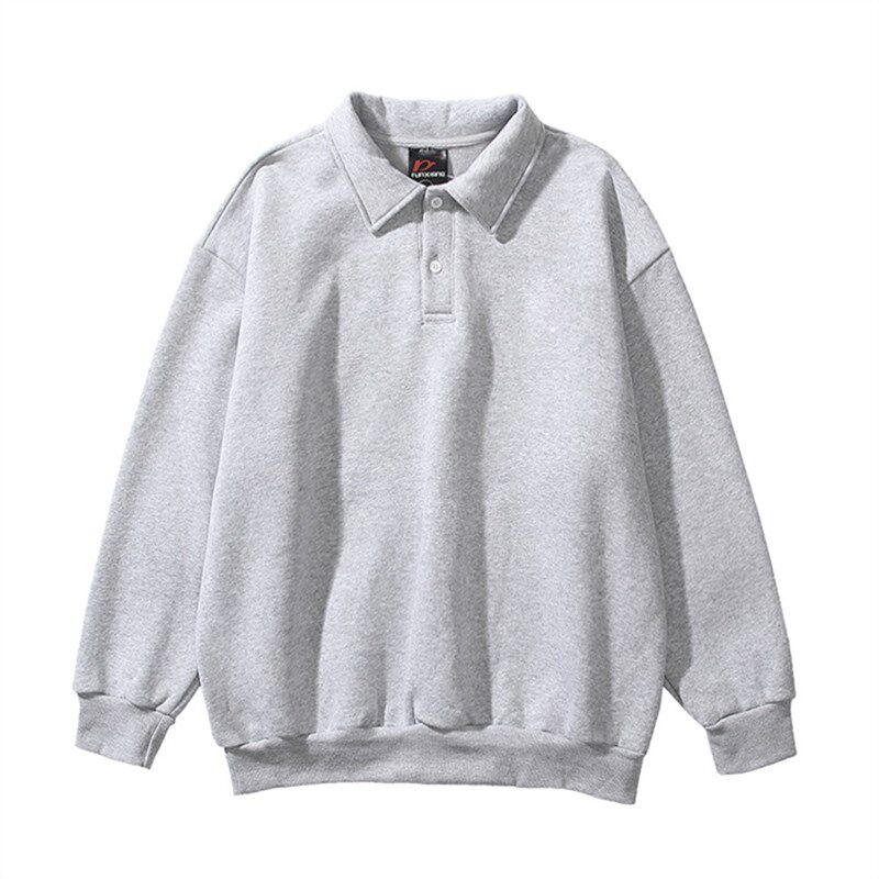 早春薄款polo领套头不带帽灰色衣服男款春秋卫衣男春季男士薄翻领