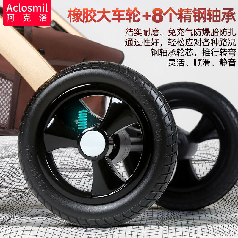 高景观婴儿推车可坐可躺新生儿童宝宝睡蓝提篮安全座椅双向可折叠