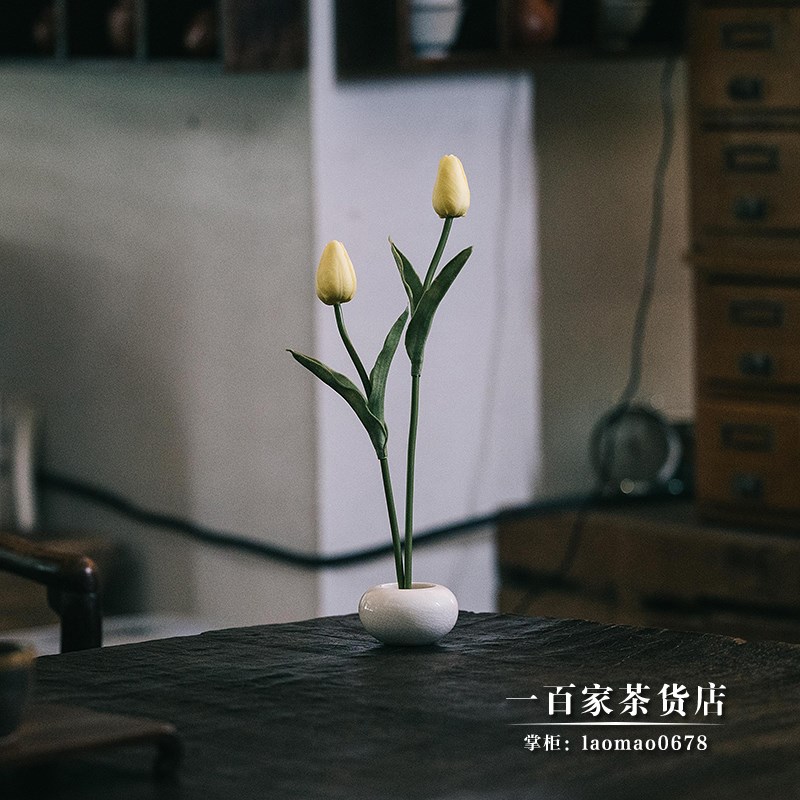 不二学古花器花小钱丨碧珠 花留为古币造型圆润饱满小巧瓷花瓶