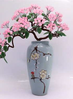 玉髓水晶发财树客厅装饰玄关酒柜电视柜开业乔迁结婚送摇钱树摆件