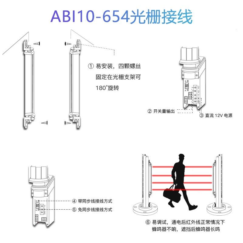 艾礼富韦尔红外线栅栏报警器红外光栅探测器红外对射警报器感应点