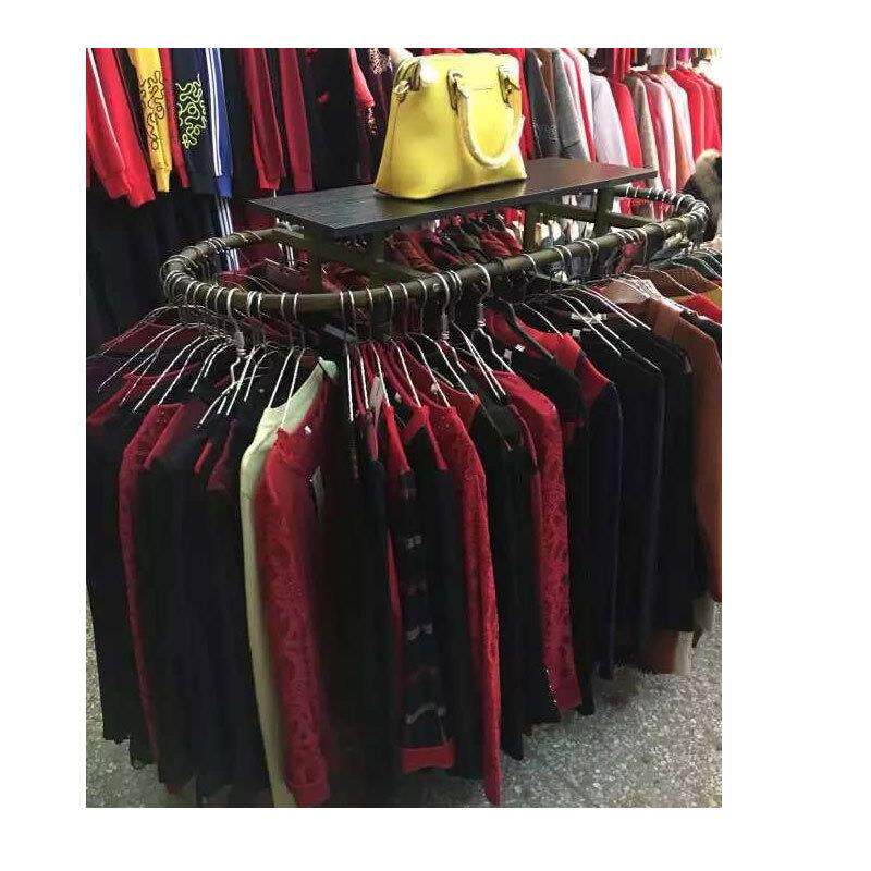 服装店椭圆形货架铁艺服装架展示架落地中岛架女装童装挂衣架